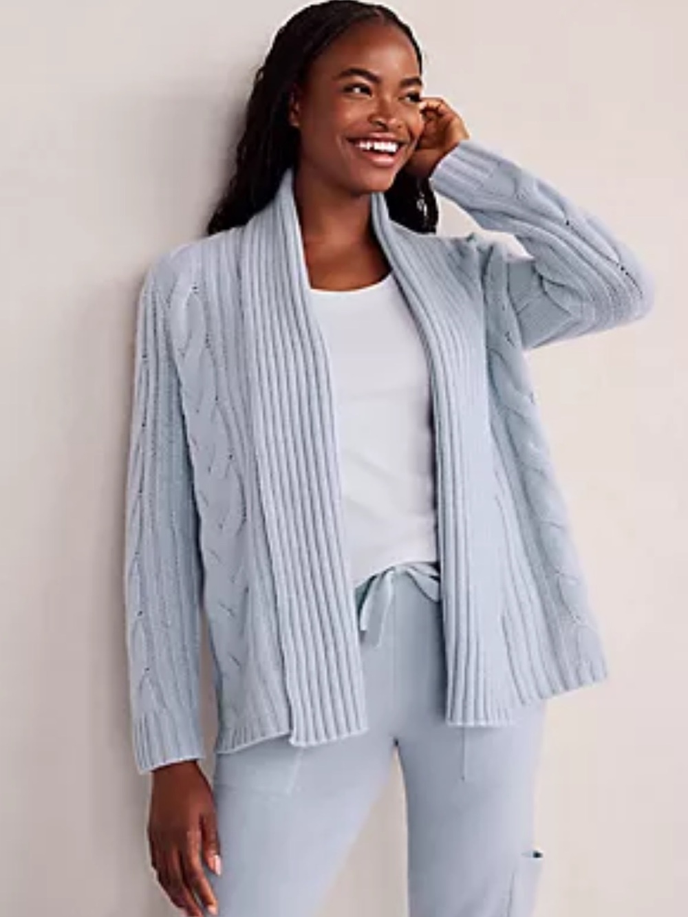 Haven Well Within Cashmere Cable Open Front Cardigan Sweater Size Large NWOT
